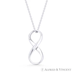 Infinity Symbol / Figure 8 Charm Pendant & Cable Necklace in 925 Sterling Silver - Picture 1 of 1