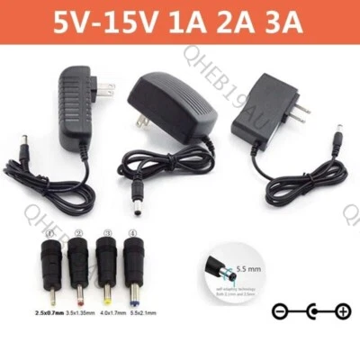 Adaptador de fuente de alimentación DC 5V 6V 8V 9V 12V 15V 5.5 4 3.5x1.35mm conector 2.5mm 26H Foto 1 de 4