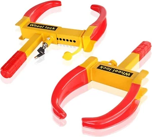 2X WHEEL CLAMP HEAVY DUTY ANTI THEFT LOCK CARAVAN TRAILER SECURITY WITH 2 KEYS - Picture 1 of 7