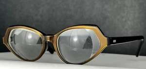 Vintage 50s - 60s Swank Women's Cat-Eye Frames glasses France 48-20 Brown/Gold - Picture 1 of 15