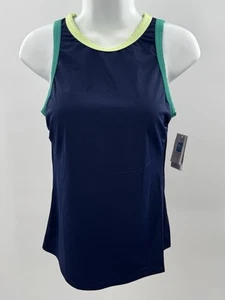 Lands' End Damen hochgeschlossen Tankini Oberteil Bademode UPF 50+ dunkelblau XS - Bild 1 von 6