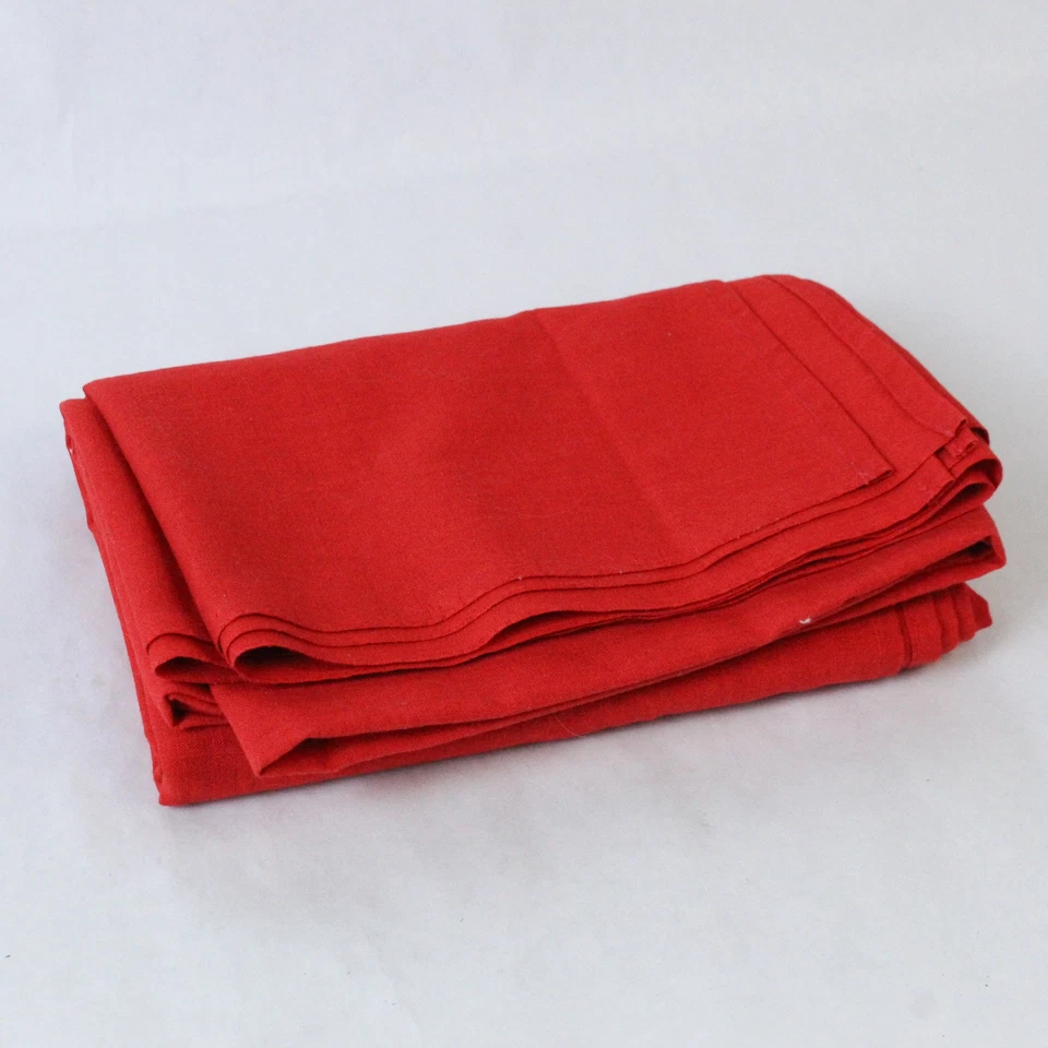 Handmade Red Round Tablecloth 58"x62" Linen Like Fabric Home Decor - Image 1 of 4