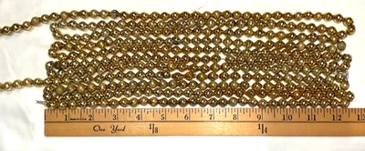 TWO Vintage Christmas Garland Mercury Glass Gold Total 132"  Beaded 3/8" Beads - Image 1 of 4