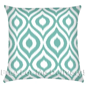 CASA IKAT DIAMOND AQUA BLUE WHITE DESIGN PILLOW CUSHION 45x45cm **FREE DELIVERY* - Bild 1 von 3
