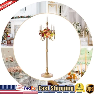 Candelabro antiguo de 48,03" 5 brazos con soporte para velas de piso mesa de boda centros de mesa dorados Foto 1 de 4