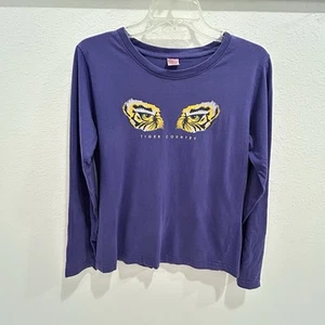 ๐๐ LSU TIGER WOMENโS LONG SLEEVE PULLOVER SHIRT MEDIUM - Tiger Eyes - Picture 1 of 6