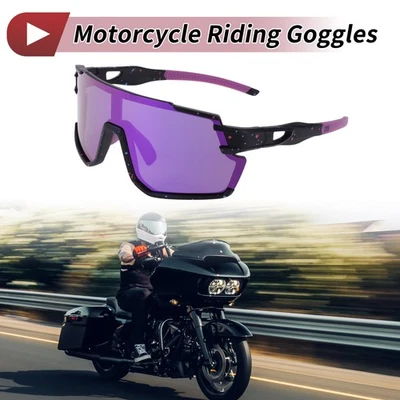 Gafas de moto moradas negras con puntos azules y rojos PC UV400 Foto 1 de 4