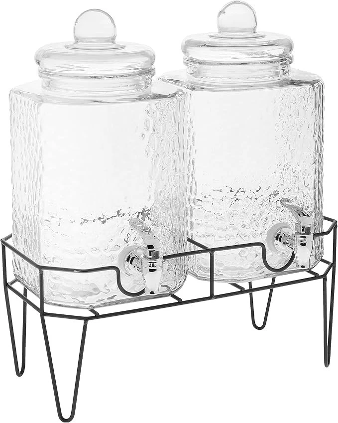 Style Setter 210266-gb 1.5 Gallon Each Glass Beverage Drink Dispensers With Set