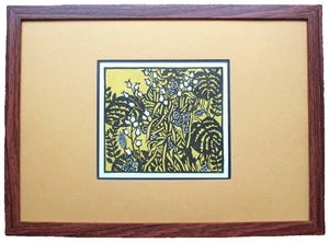 KITAOKA FUMIO titolo provvisorio "Felci" xilografia originale firmata - Foto 1 di 2