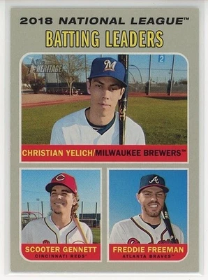 2019 Heritage #61 2018 N.L. Batting Leaders (Yelich / Gennett / Freeman) - Image 1 of 2