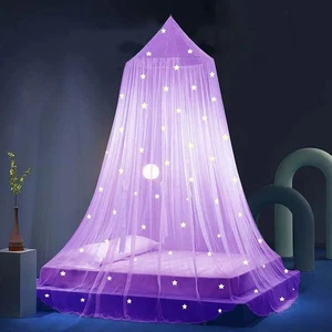 Eimilaly Stars Bed Canopy Glow in The Dark, Bed Canopy for Girls Mosquito Net, - Picture 1 of 6