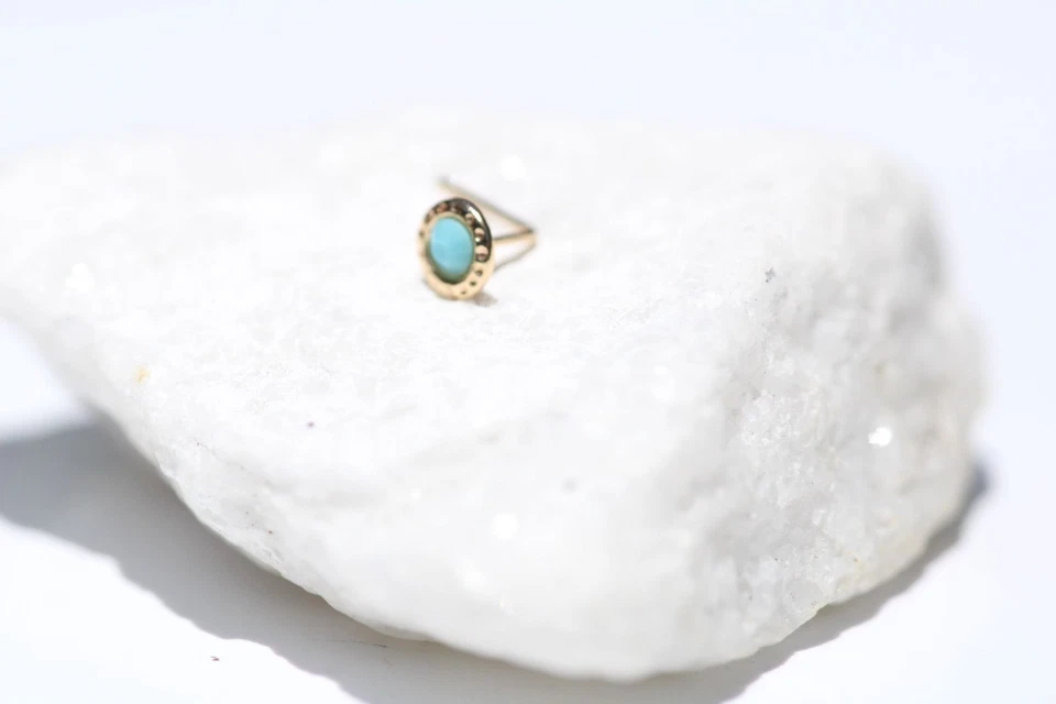 Piercing nariz oro 9kt con gema turquesa oro macizo 9kt Nuevo Foto 1 de 1