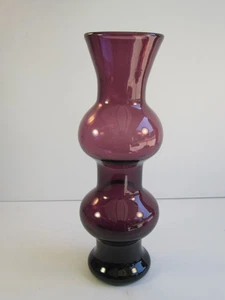 VINTAGE MCM BLENKO GLAS AMETHYST DOPPEL GORD GEFORMT MUNDGEBLASEN KUNSTGLAS VASE - Bild 1 von 5