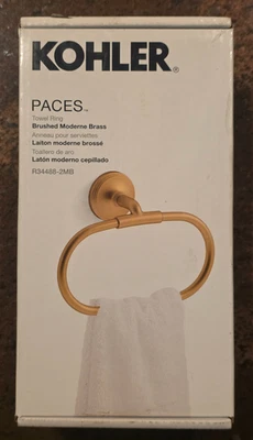 Anillo de toalla montado en la pared KOHLER Paces R34488-2 MB en vibrante latón moderno cepillado Foto 1 de 2