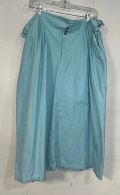 Chaus Woman's size 22 Light Blue-green, Cotton Pleated Buttons Midi  Skirt - Image 1 of 4
