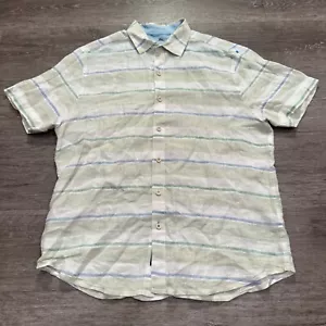 Tommy Bahama Shirt Mens Medium Green Relax Linen Costal Button Up Breathable - Picture 1 of 9