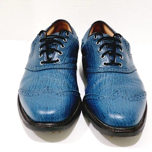 Footjoy FJ Icon All Blue Speckled Wingtip Golf Shoes Mens Sz 8.5 M Spikes Cleats - Picture 1 of 13