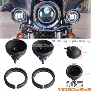 1Pair Auxiliary Fog Light Bucket Housing For Harley Street Glide FLHX FLHXS 2016 - Picture 1 of 9