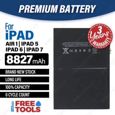 New Battery For iPad Air 1,iPad 5(2017),(iPad 6 2018),A1474 ,A1475,A1476, 8827ma - Image 1 of 4