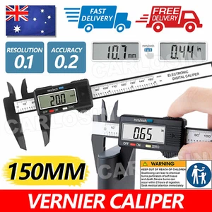 150mm LCD Electronic Digital Vernier Caliper Gauge Measure Micrometer Carbon Fib - Picture 1 of 10