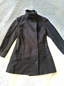 Cole Haan Baby Alpaca, Cashmere, and Virgin Wool Peacoat High Mock Neck Black 4 - Picture 1 of 12