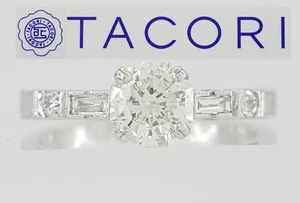 0.86 ct TACORI HT2222 Octagonal Diamond Hand Engraved Platinum Engagement Ring - Picture 1 of 11