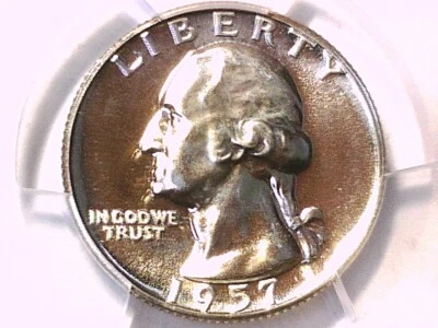 1957 Proof Washington Quarter PCGS PR 66 39185208 - Image 1 of 3