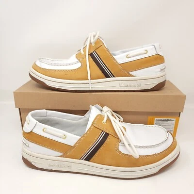 Timberland Barreto Nautical Boat Deck Shoes ~ White/Tan Leather ~ Mens Sz US 12 - Image 1 of 4