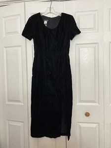 NWT Vintage My Michelle Size 5/6 Black Crush Velvet Dress Long Slit Lined NOS - Picture 1 of 4
