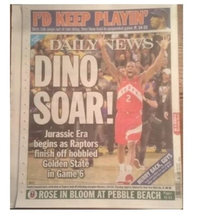 NEW YORK TÄGLICHE NACHRICHTENZEITUNG TORONTO RAPTORS NBA CHAMPS DINO STEIGT AUF! 6/14/19 - Bild 1 von 1