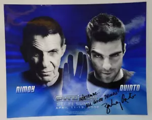 Star Trek 8" x 10" Colour Photo Nimoy & Quinto - Signed by Zachary Quinty Only - Picture 1 of 6