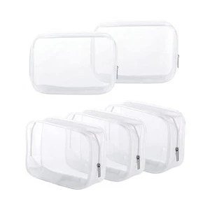 5 Pack Clear Plastic Zippered Toiletry Carry Pouch TSA Approved Toiletry Bag ... - Picture 1 of 7
