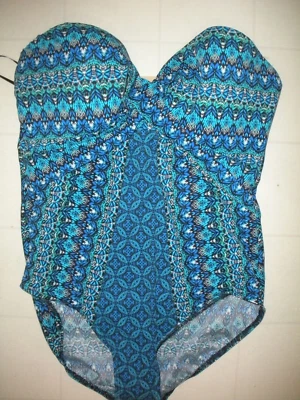 MIRACLESUIT Blue Mosaica Seville 1 PC Underwire Swimsuit Sz 14 NWT - Image 1 of 2