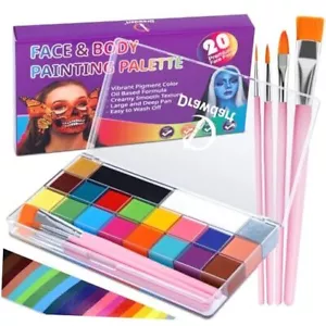 Face Body Paint Kit, 20 Colors Oil Based Painting Palette with 4 Professional - Picture 1 of 8