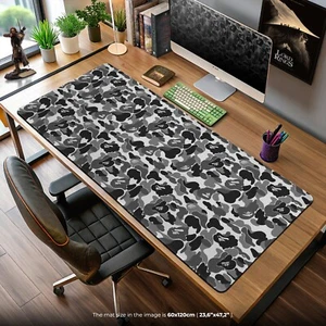 Monochrome Camo Desk Mat - BAPE Inspired Black & White Streetwear Mouse Pad - Afbeelding 1 van 7