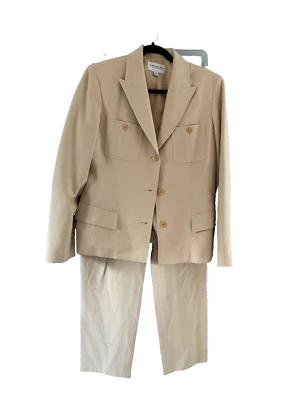 Emanuel Ungaro Womens Khaki 2 Piece Pant/Lined Blazer Jacket Suit Size 8 / 42 - Image 1 of 4