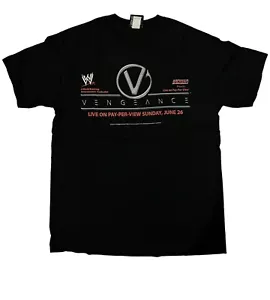 Camiseta De Colección 2002 WWE Vengeance Pay Per View Promoción Negra Gráfica Para Hombres M - Imagen 1 de 7