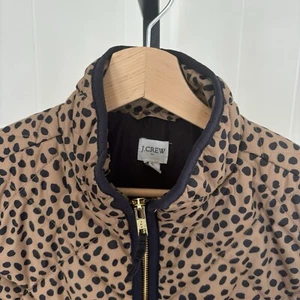 J Crew Factory Cheetah Animal Print Quilted Puffer Vest Snap Pockets Women's S - Picture 1 of 8
