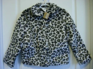 CRAZY 8 Crazy8 Faux Fur Leopard Print Jacket Coat Girl Size L Large 10 - 12 NWT - Picture 1 of 12