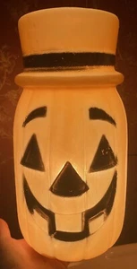*WORKING* Vintage Halloween Blow Mold Tall Jack-O-Lantern with Top Hat, Tested - Picture 1 of 5