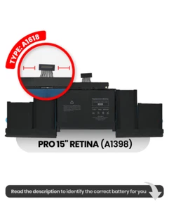 Replacement Battery A1618 Capacity 11.36V-99.5WH Fits For Apple Macbook Pro - Picture 1 of 5