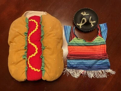 Disfraz de Halloween para perro S/XS perrito caliente extra pequeño y sombrero con poncho - Petco Foto 1 de 3