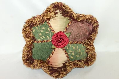 JOHN-RICHARD Neiman Marcus Brocade Loop Fringe Decorative Pillow 16" x 14" - Image 1 of 4