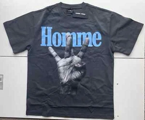 Homme Femme Men's Twisted Fingers Short Sleeve Blue T-Shirt Size Large - Picture 1 of 3