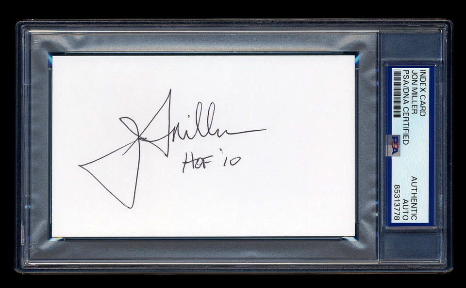 JON MILLER SIGNED INDEX CARD PSA/DNA AUTO SAN FRANCISCO GIANTS BROADCASTER HOF - Image 1 of 1