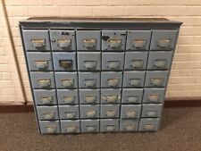 ANTIQUE 36 DRAWER APOTHECARY CABINET CUPBOARD WITH LABELED ORNATE DRAWER PULLS 