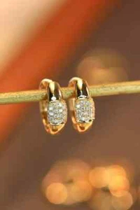 14K Yellow Gold Plated 2Ct Lab Created Round Cut Diamond Women's Hoop Earrings - Picture 1 of 5