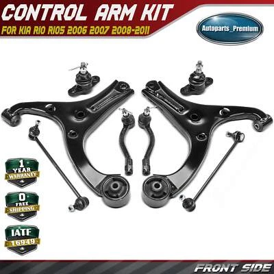 8x Front Control Arm & Stabilizer Bar Link & Tie Rod End for Kia Rio Rio5 06-11 - Image 1 of 4