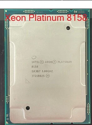 Intel Xeon Platinum 8158 LGA3647 CPU Processors 12C/24T 3.0 GHz 24.75 MB 150W - Image 1 of 2