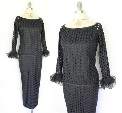 DE COLECCIÓN CARLOS ARTURO ZAPATA Falda Top Vestido Conjunto Negro Crochet Ojales Encaje Lápiz Foto 1 de 4